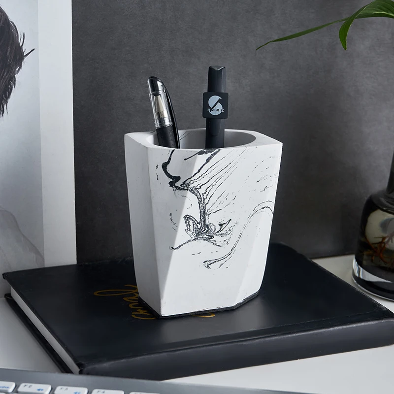 Cement Pen Holder Home Decoration Personality Office Study Room Reception Desktop Display Phone Sundries Multilayer Storage Box