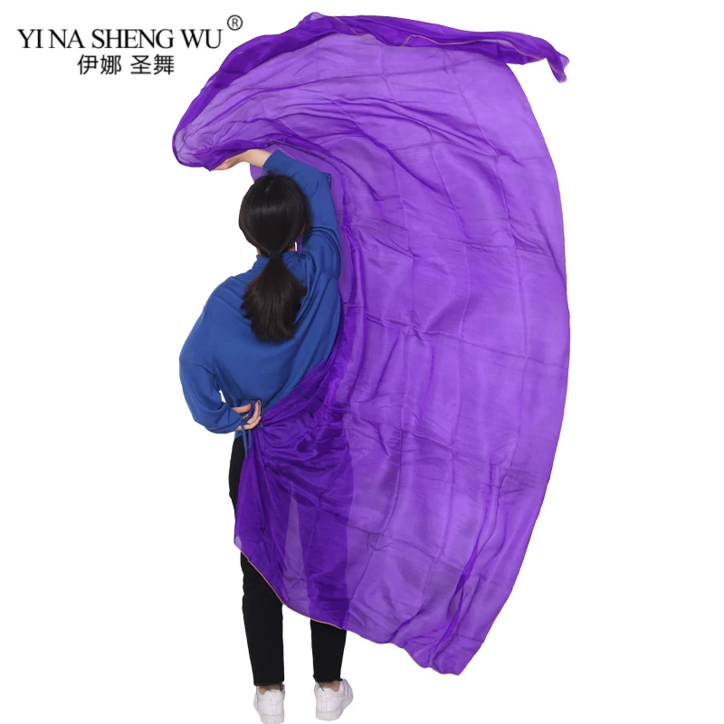 100% шелк танец живота вуаль шелковая шаль шарф фиолетовый цвет практика