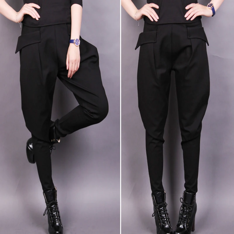 spirng summer women's casual cross pants women cross-pants 2019 plus size black elastic loose harem pant large size pants S-4XL