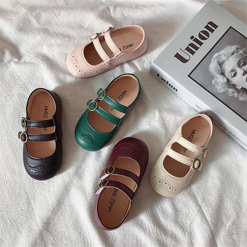 

2021 Autumn Baby Leather Shoes for Girls Mary Janes Dress Shoes 1-6 Years Toddler Girls Soft Sole Princess Casual Shoes 21-30