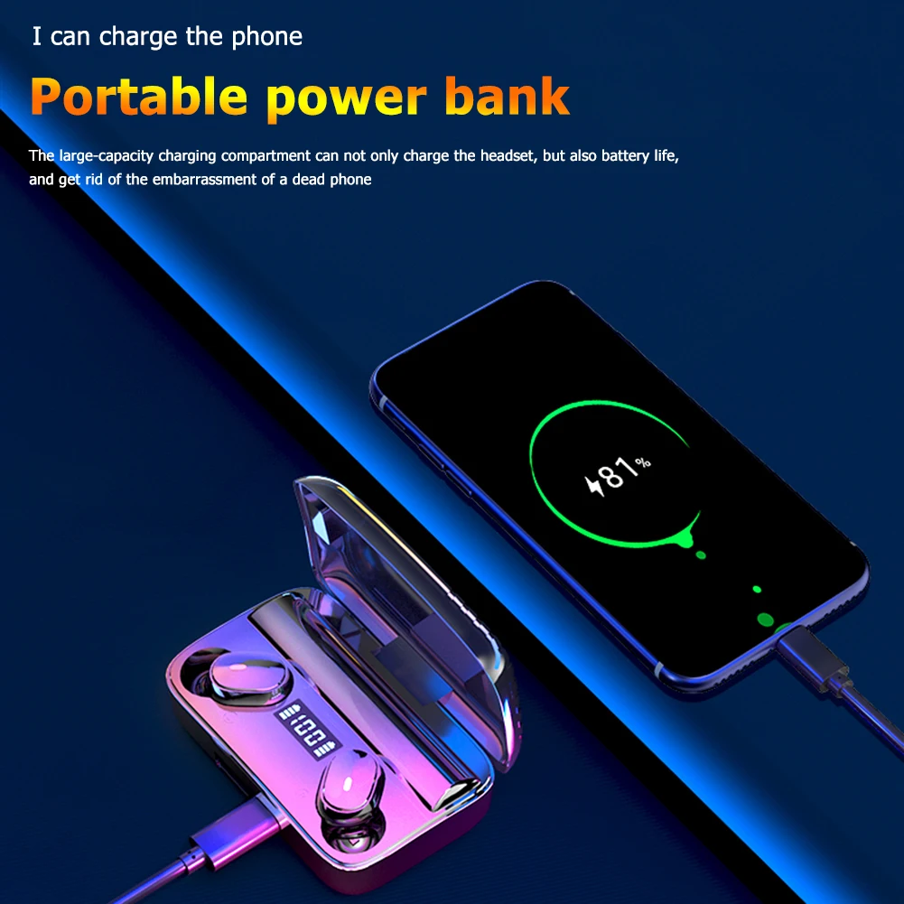 Mini Headphone Sport Headset with Charging Box Bluetooth In ear Headphones with Digital Display Charging Case TWS Earbuds