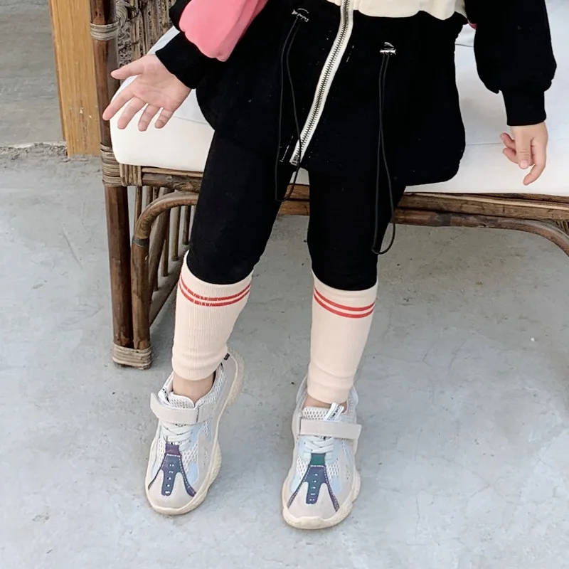 

2019 Baby Girls Cotton Fashion Splice Color Leggings Toddler Kids Elastic Pencil Pants Little Children Patchwork Trousers