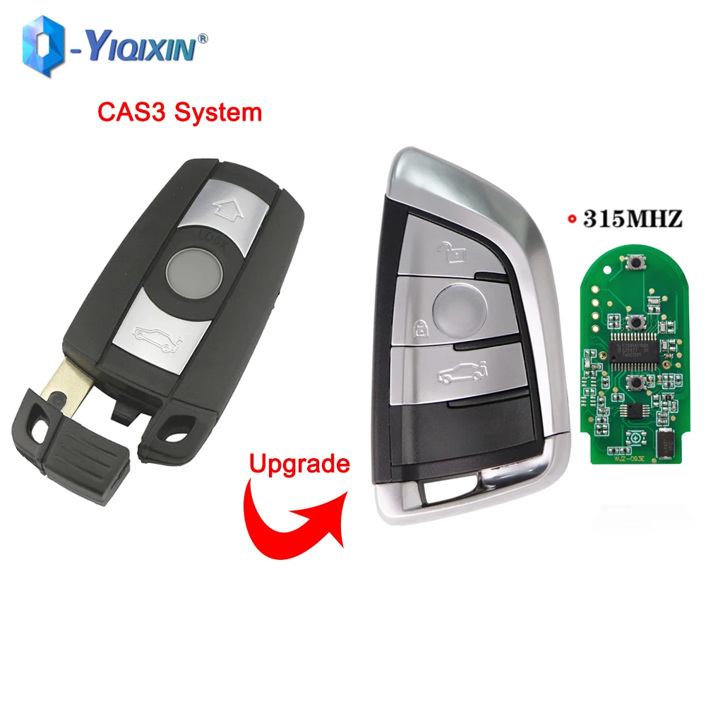 YIQIXIN New CAS3 System Keyless Go Card ID46 Chip 3 Buttons 315MHz Smart Key For BMW 3/5/6 Series X5 X6 2006-2011 Upgrade Remote