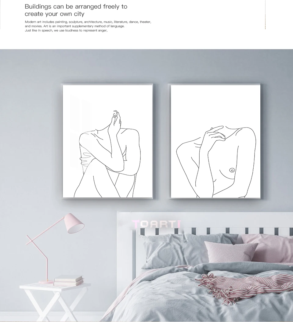 Nordic Posters&Prints Modular Minimalist Line Drawing Wall Pictures Sexy Woman Body Nude Art Paintings Bedroom Home Decor (8)