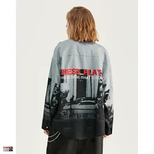 Ковбойская безрукавка для мужчин wo мужские рубашки kanye west хип хоп печати уличная индивидуальность топы дикий портрет печати свободные рубашки с длинными рукавами