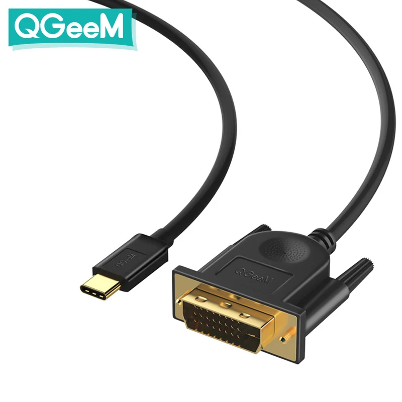 Кабель адаптер QGeeM с usb c на dvi type Thunderbolt совместимый MacBook Pro 2016 2017 galaxy S8 Note8 huawei mate 10|Кабели VGA| |