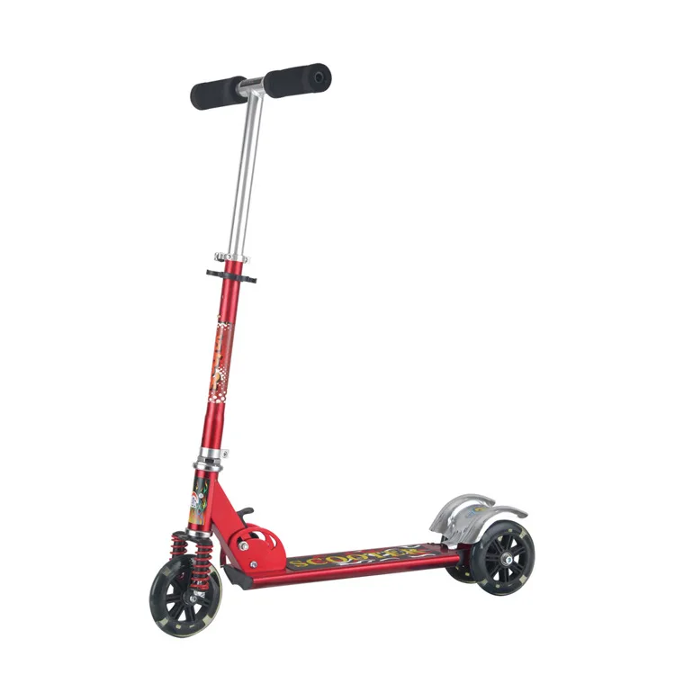 

2015 New Style Children Scooter Fashion Spray-print Colorful Pu Flashing Wheel Three Rounds And Scooter Perambulator