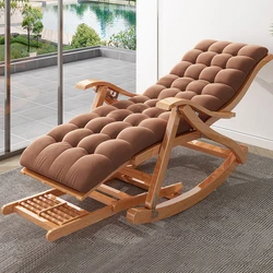 Silla mecedora de bambú para adultos, sillón fácil de relajarse, plegable, para balcón, cama y sala de estar