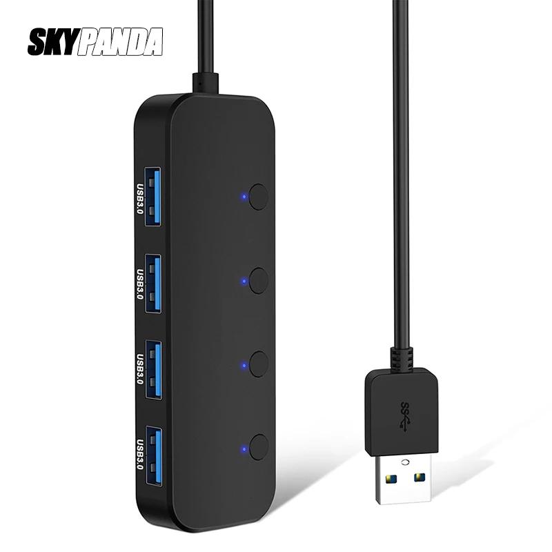 

Sub-control Switch 4-Port USB 3.0 HUB Aluminum Alloy 60cm Cable Upto 5Gbps Portable Multi USB Splitter For Desktop Laptop