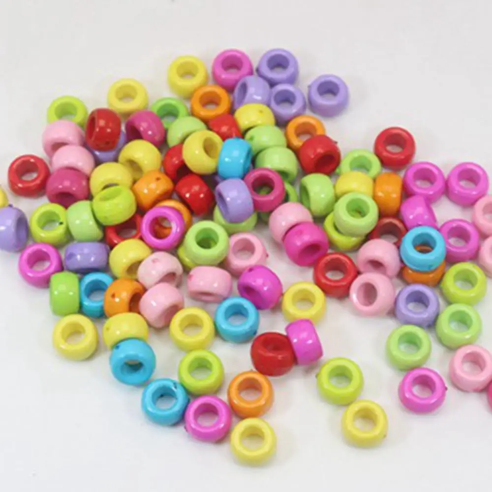200 Mixed Color Transparent Acrylic Round Pony Beads 8mm Large Hole 4mm
