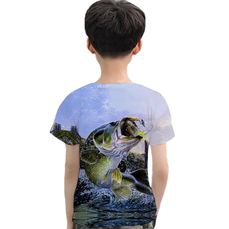 Новинка года, Детская футболка с объемным рисунком повседневная детская футболка с короткими рукавами и круглым вырезом пляжная модная детская одежда с рисунком рыбы футболка с объемным рисунком для мальчиков