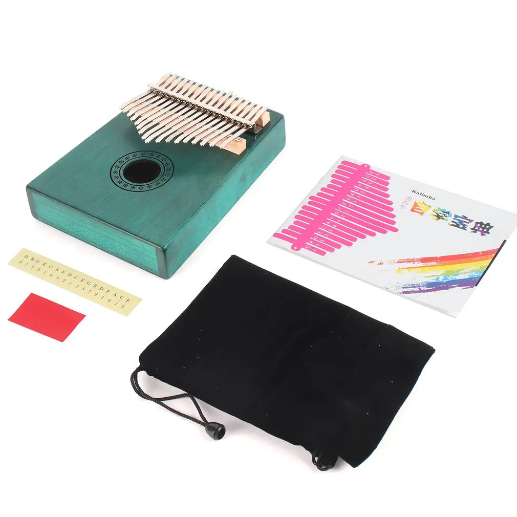 

Kalimba 17 Keys Thumb Piano Unique Blue Color And Hand-rest Curve Design Retro Style Tuning Hammer And Study Instruction