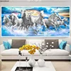 QIANZEHUI,DIY Diamond Embroidery,Round Diamond Living room,white horse,eight horse Full rhinestone Diamond painting cross stitch ► Photo 1/5