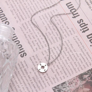 

CACANA Stainless Steel Necklace For Women Lover's Gold And Silver Color Tiny Round Compass Handmade Jewelry