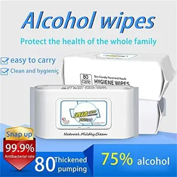 

80 Pcs/Bag 75% Alcohol Wipes Portable Hand Towel Swabs Pads Disposable Hand Wipe Skin Toy Cleaner Anti-bacteria Wipes Skin Care