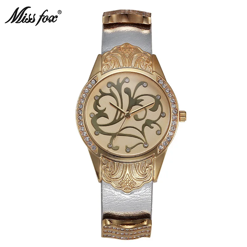 

Warranty Faux Leather Alloy plus Gold Silver Circle Belt Watch Waterproof European Style Adult Decorative Pattern Quartz Watch