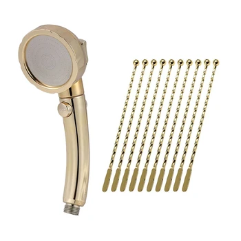 

1 Pcs Bathroom 3 Functions Shower Head with Switch & 10 Pcs Reusable Swizzle Sticks Coffee Stirrers Beverage Stir Sticks