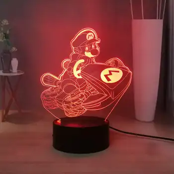 

Super Mario Table Lamp Cartoon Mario Drive Car LED Night Lamp RGB Colorful Desk Lamp Creative Bedroom Sleeping Night Light
