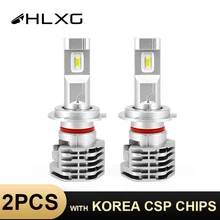 HLXG с Корея светодиоды с чипом CSP H7 светодиодный лампы H4 автомобилей головной светильник комплект H11 H8 H9 Противотуманный Фонарь налобный мини-фонарь светильник 12V 9005 HB3 9006 HB4 светодиодный H7