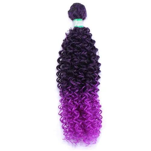 M1-Purple Черный до бордовый цвет афро кудрявые вьющиеся волосы ткачество термостойкие синтетические волосы для наращивания - Цвет: M1-Purple