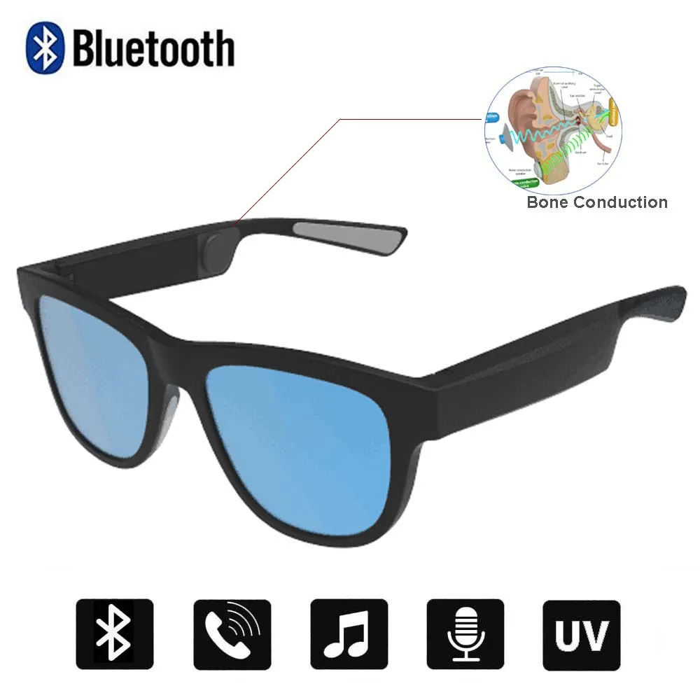 Black Blue Mirror Conway, беспроводные Bluetooth солнцезащитные очки, костная проводимость, смарт-аудио, солнцезащитные очки, открытые уши, музыка, голосовой вызов, поляризованные очки для вождения - Цвет линз: Black Blue Mirror