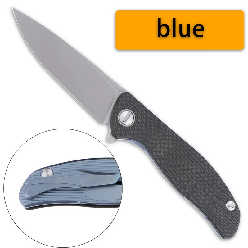 Зеленый шип на заказ F95 HATI складной нож из углеродного волокна TC4 титановая ручка Походный нож для фруктов тактика EDC охотничьи инструменты - Цвет: blue