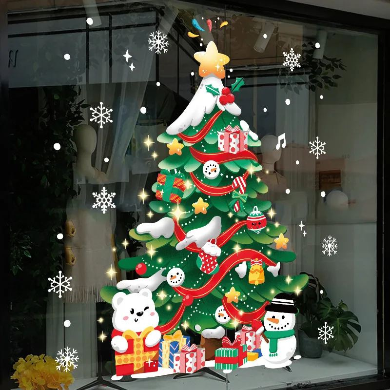 Adesivi per Finestre Grandi con Renne di Natale E Albero di Natale per Decorazioni per Finestre in Vetro Decalcomanie Natalizie Decorazioni Natalizie con Fiocchi di Neve Adesivi