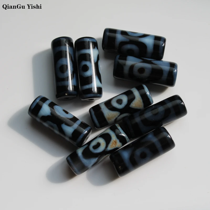 

lowest price discout Natural Agate 12mm*30mm black Color Amulet Tibetan Dzi Beads for Bracelet and Necklace diy Making