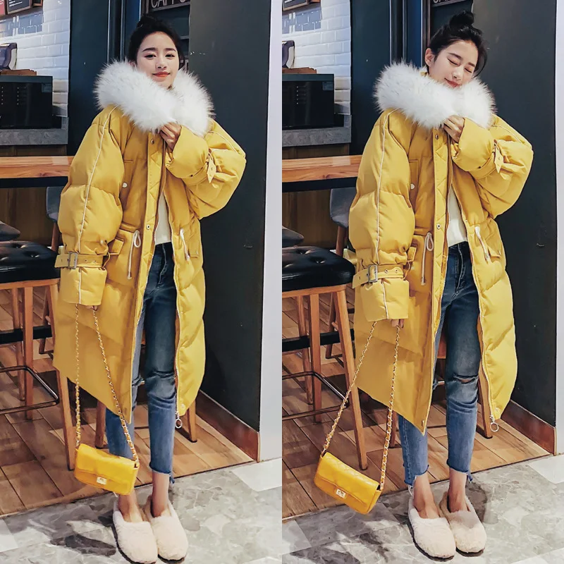 

2019 New Style Online Celebrity Cotton Coat Women's Mid-length Korean-style CHIC Cotton-padded Clothes Dongdaemun over-the-Knee