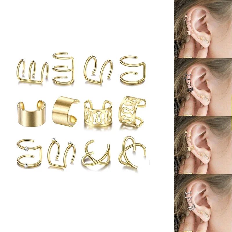6 Pair Earings For 2020 Clip On Cartilage Fashion Minimalist Stainless Steel Funky Girls Women Strendy Studs Earring Set | Украшения и