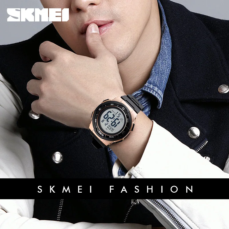 SKMEI 1423, уличные спортивные часы, роскошный бренд, модные многофункциональные секундомеры, Двойное время, 5 бар, водонепроницаемые часы, мужские цифровые часы