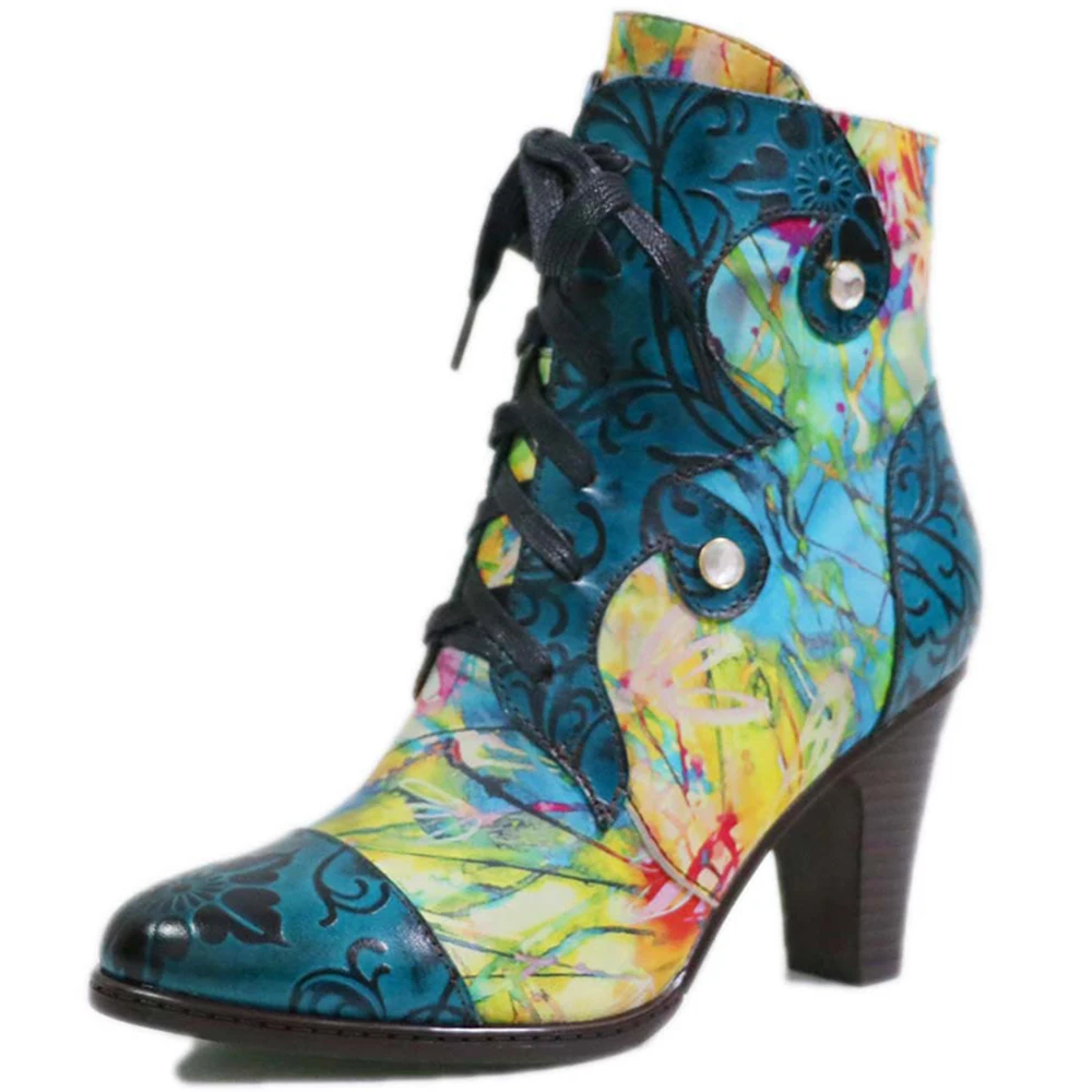 Genuine Cow Leather Ankle Boots For Women 2021 Hand-made Shoes Female Colorful Chelsea Booties Ladies Pointed Toe Short Botas