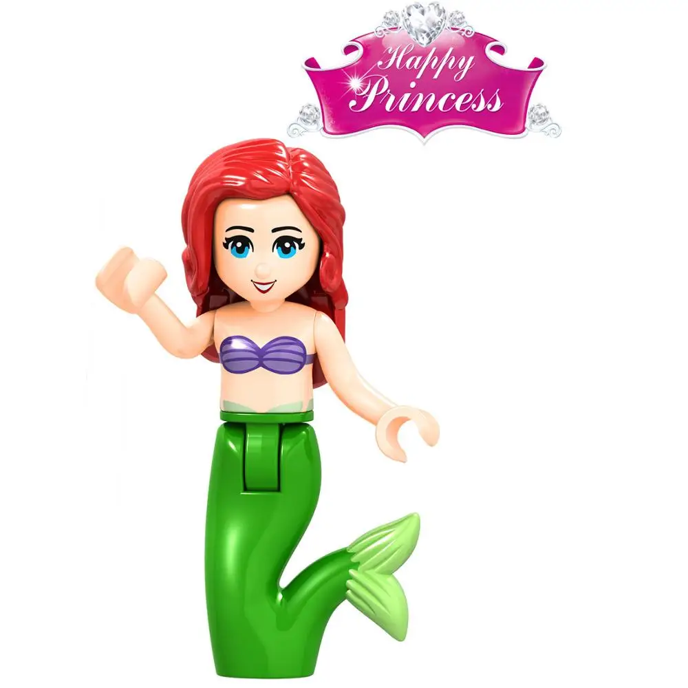 Single pin F018 025 fairy tale Mulan Aishana Cinderella Le Pei Princess building blocks moving figures 5