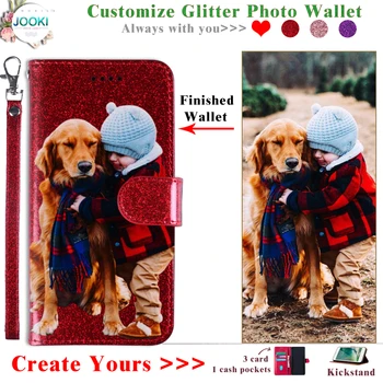 

Glitter Leather Case For Samsung Galaxy A50 Bling Personalized Image Wallet For Samsung A50 soft leather Photo Women's Wallet