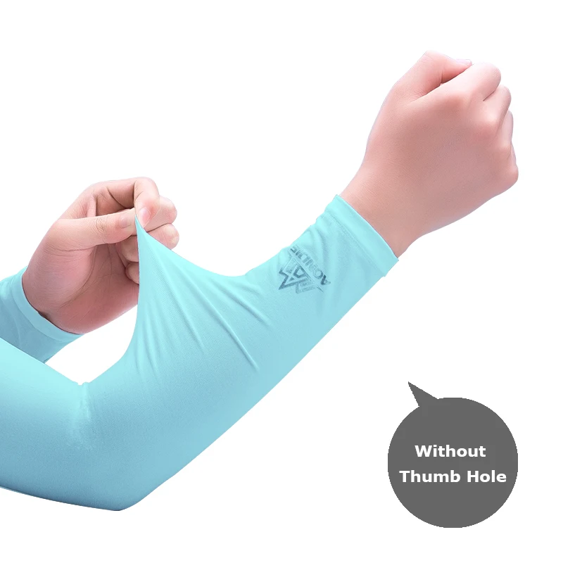 No Thumb Hole Blue AONIJIE одна пара УФ Защита от солнца охлаждающий рукав крышка руки охладитель грелка для перчаток для бега для гольфа, велоспорта для вождения - Цвет: No Thumb Hole Blue