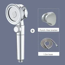 Pressurized Shower Head High Pressure Water Saving Perforated Free Bracket Hose Adjustable Bathroom Accessories Shower Set