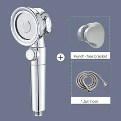 Pressurized Shower Head High Pressure Water Saving Perforated Free Bracket Hose Adjustable Bathroom Accessories Shower Set