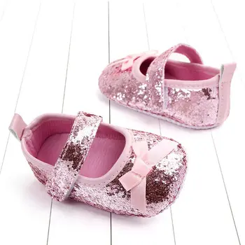 

Newborn Baby Cute Girls Shoes Fashion Sequins Bow Toddler Shoes 2019 New Baby Princess Shoes