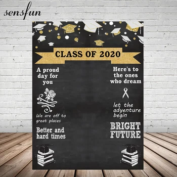 

Sensfun Graduated Photo Background Golden Black Graduation Cap Photography Backdrop Graduation Party Decoration Photocall 2020
