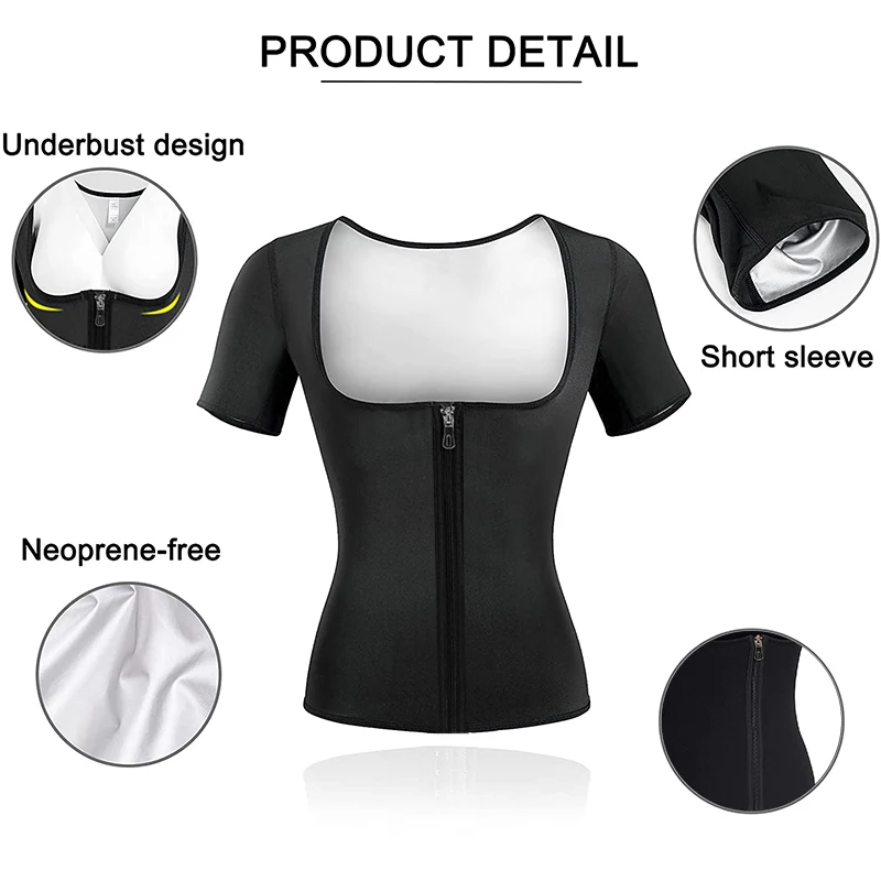 Women Sweat Sauna Body Shaper Vest Heat Trapping Tops Workout Shirts Zipper Jacket Thermo Tees Weight Loss Waist Trainer Corset girdles