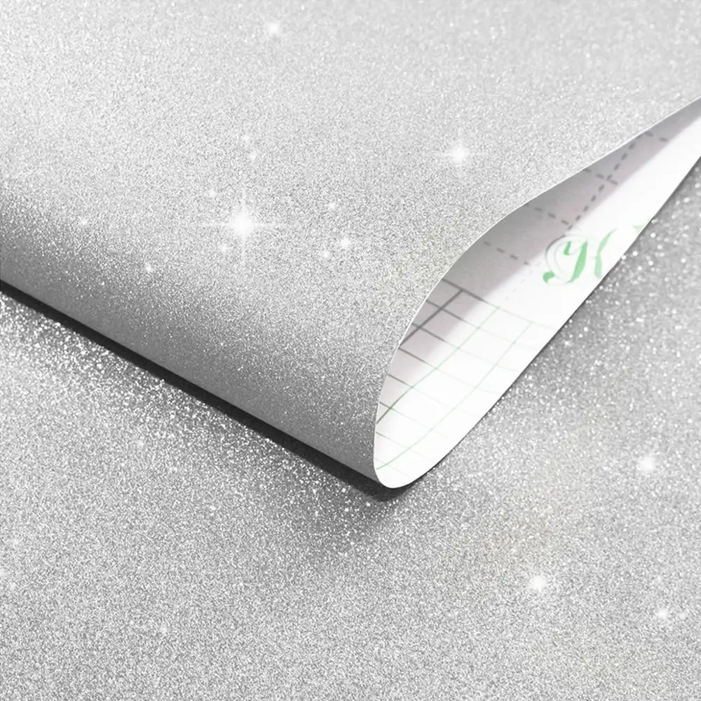 

DIY Wall Stickers Wallpaper Contact Paper Silver Glitter Sparkle Self Adhesive Peel And Stick Roll Vinyl Furniture Decor 0.45x3m