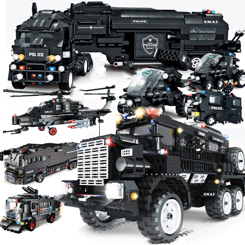 特殊部隊swat 軍用車両 車 警察署 バス ビルディングブロックキット ヘリコプター シティアーム トラック アレストパトロール ブロック Aliexpress
