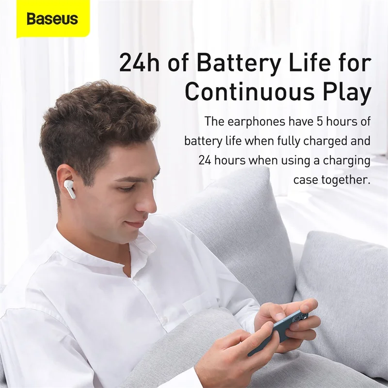 Baseus TWS ANC Wireless Bluetooth 5.1 Earphone Active Noise Cancelling Hi-Fi Audio Earphones Touch Control Gaming Earbuds