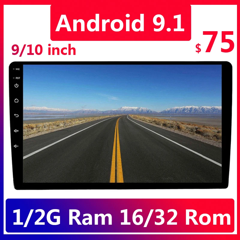 Автомобильный мультимедийный плеер 1 ГБ/2 ГБ ОЗУ 16 Гб/32 Гб ПЗУ 2 Din Android 9