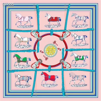 

Women 's Scarf Square Scarf Set Headdress French Horse Printed Square Scarf 100% Twill Silk 16mm Heavy Weight Silk90 * 90 Animal