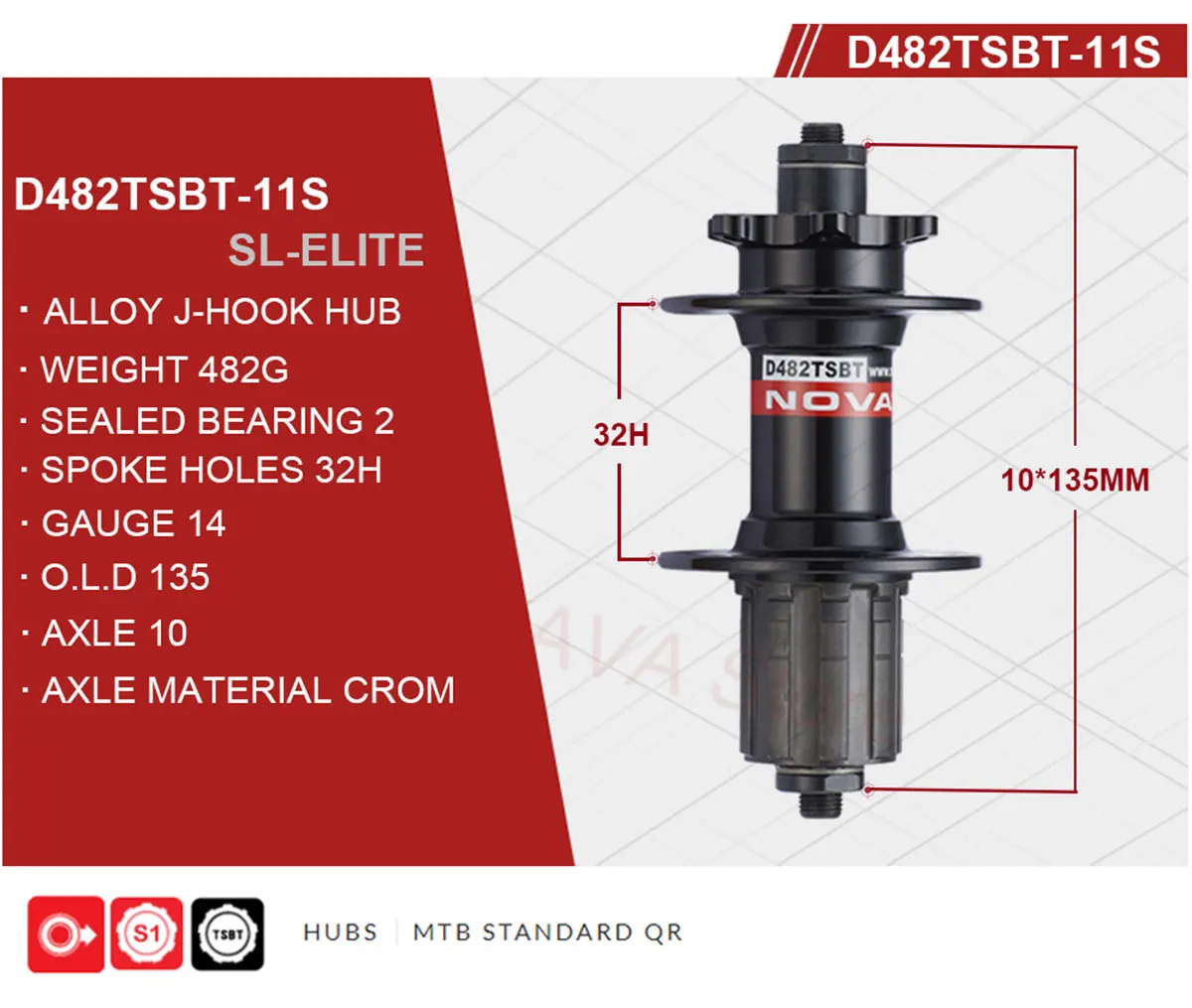 Moyeu Arrière VTT - 24/32 Trous, 7 à 12 Vitesses, Frein Sur Moyeu - Compatible Shimano