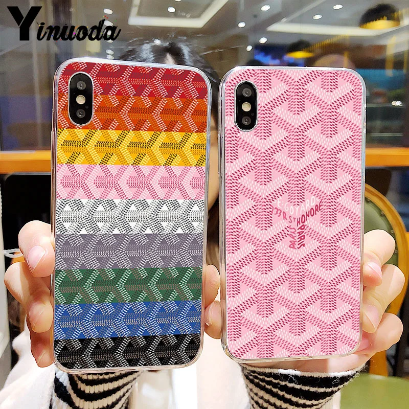 

Yinuoda Cover for the Colorful Goyard Transparent Cell Phone Case for iPhone 5 5Sx 6 7 7plus 8 8Plus X XS MAX XR 11 pro max