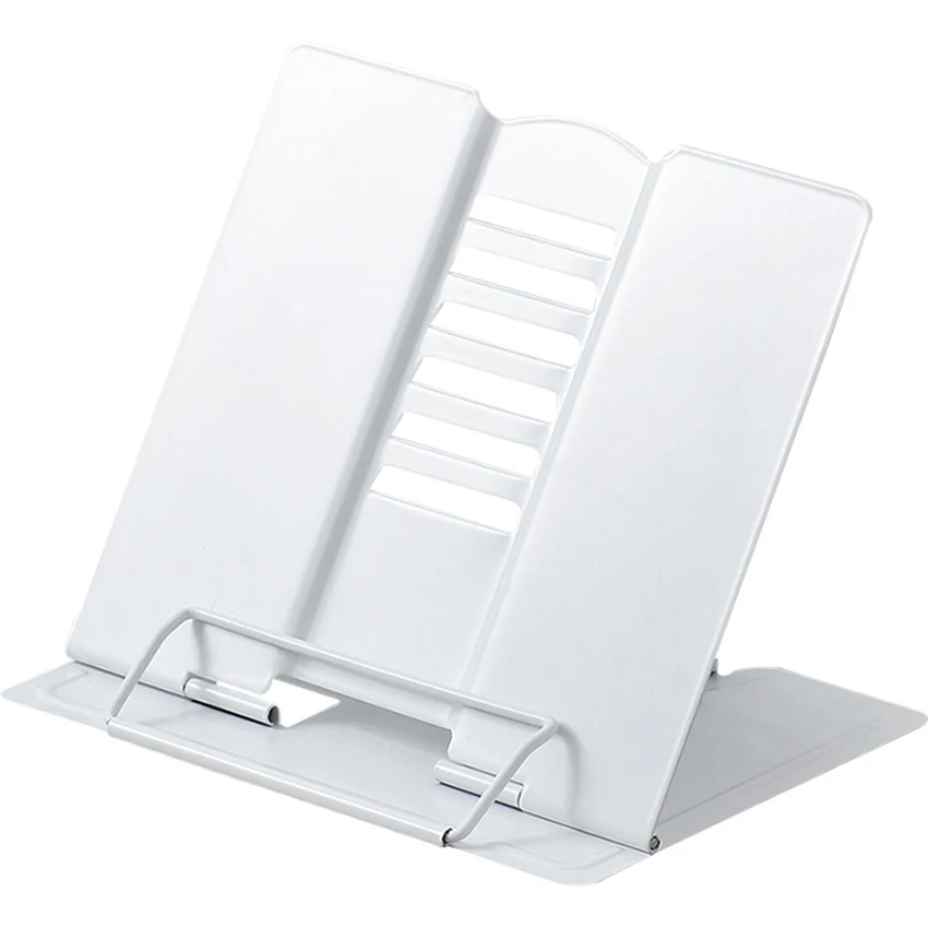 

Metal Book Stand, 6-gear Adjustable Book Holder Tray and Page Paper Clips-Cookbook Reading Desk Portable Textbooks Bookstands
