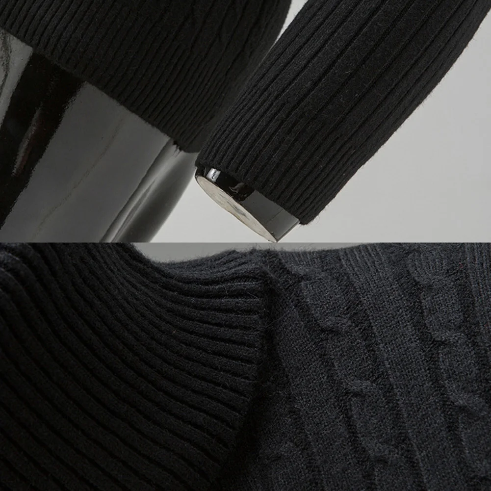 Модный зимний шикарный мужской однотонный вязаный свитер с высоким воротом и длинным рукавом, акриловый свитер, стандартный шерстяной M-3XL