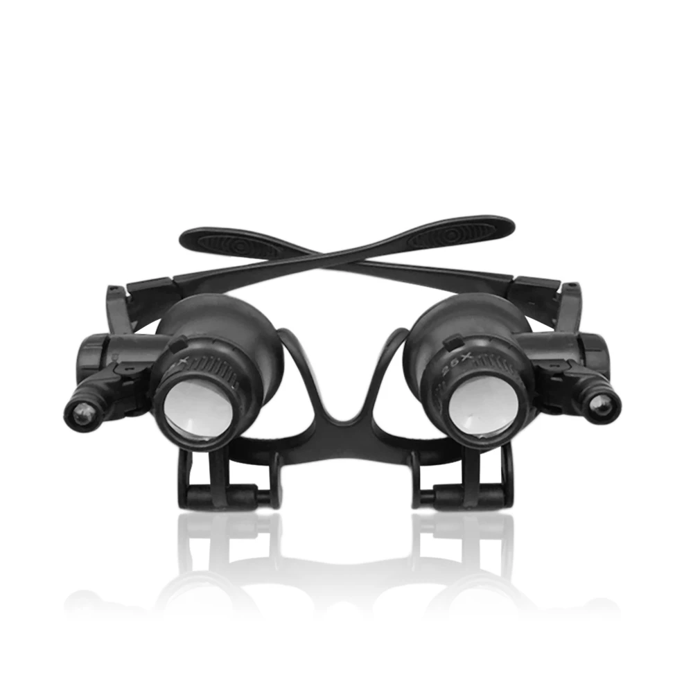 

20X Glasses Type Double Eye Binocular Magnifier Watch Repair Tool Magnifier With Two Adjustable LED Lights Outdoor Camping Tool